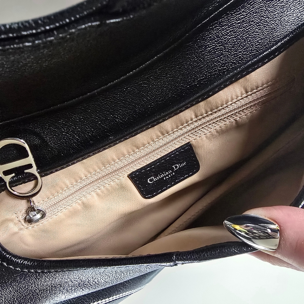 Dior Saddle Bag Vintage Black Goatskin Leather With Contrast Stitch - Picture 11 of 15